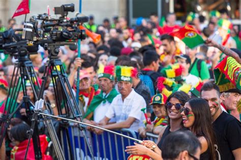 Portuguese Fans During Translation Of The Football Match Portugal