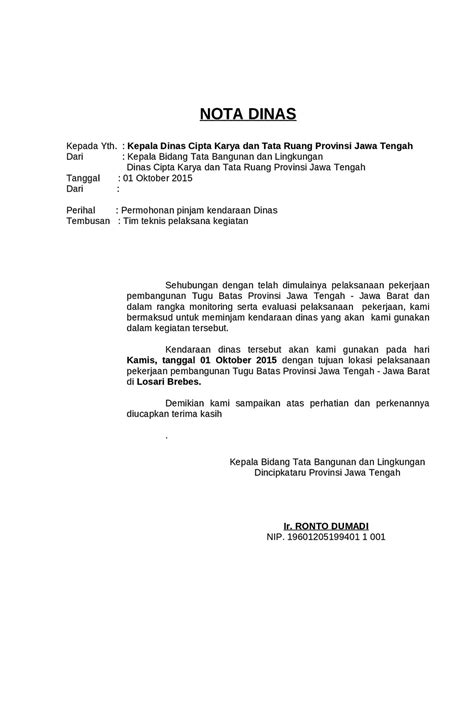 Contoh Nota Dinas Laporan Kegiatan