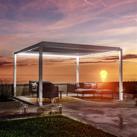 Gazebo Led Bioclimatico 4x4 M In Alluminio Bianco Enea Deluxe