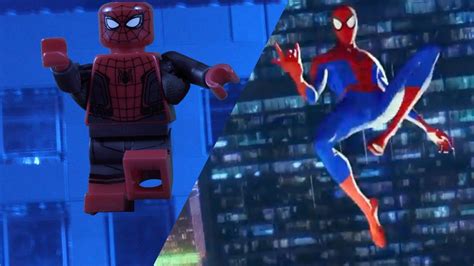 Lego Spider Man Into The Spider Verse Official Trailer Side By Side