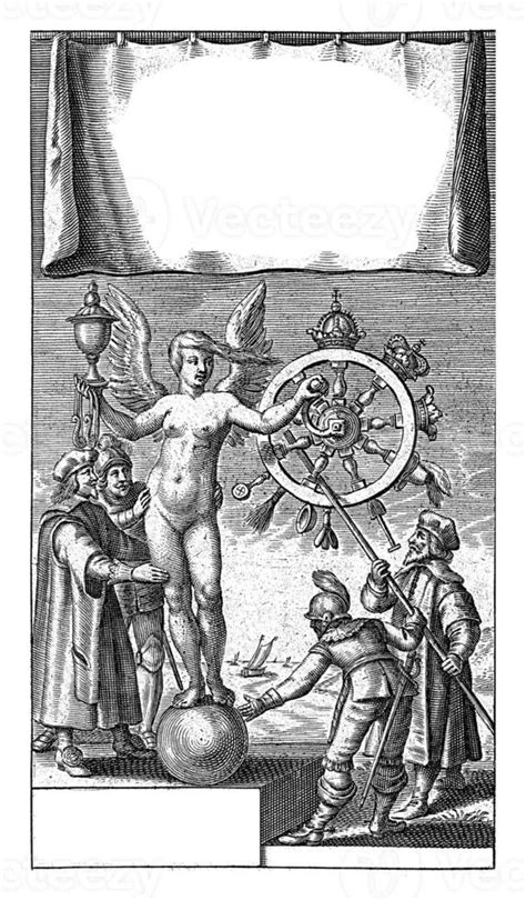 Naked Fortuna On A Globe Spins The Wheel Of Fortune Stock