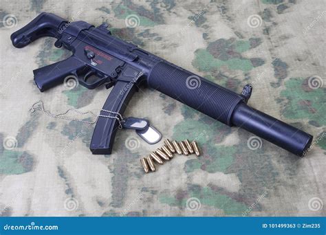 UZI Submachine Gun With Silencer Isolated On White Background Royalty ...