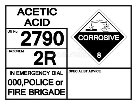 Acetic Acid Un2790 Symbol Sign Vector Illustration Isolate On White Background Label Eps10