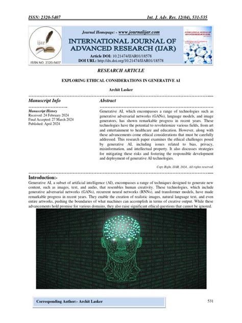 Exploring Ethical Considerations In Generative Ai Pdf Artificial Intelligence Intelligence