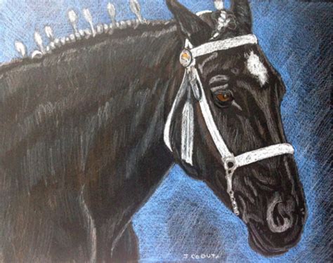 Original Percheron Draft horse prismacolor painting drawing 8x10. | aftcra