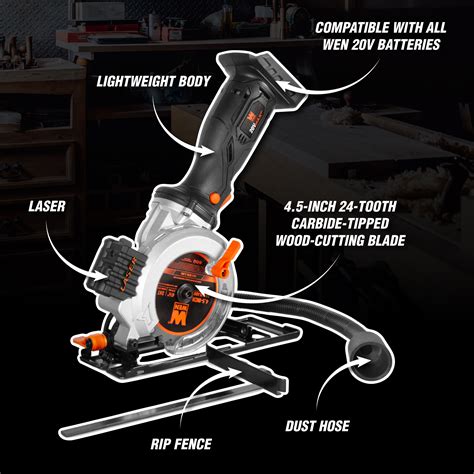 Wen 20v Max 4 12 Inch Cordless Mini Circular Saw Tool Only Battery And Charger Not Included