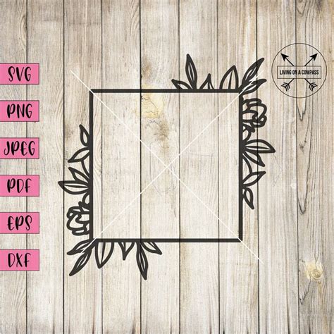 Square Frame Svg Floral Frame Svg Square Frame Clipart Floral Frame