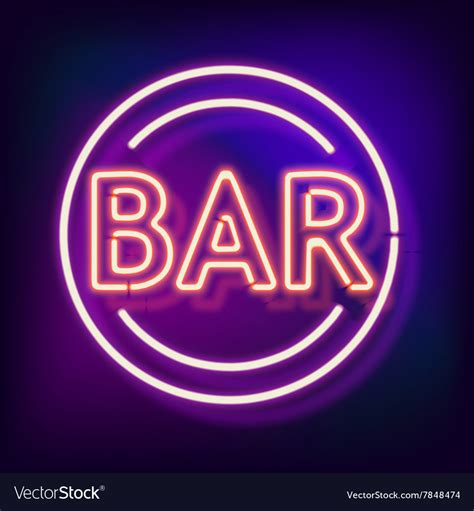 Vintage Neon Sign With An Indication Of The Bar Vector Image