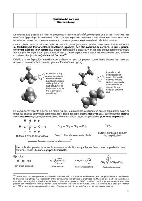 Pdf Qu Mica Del Carbono Hidrocarburos Los Hidrocarburos Son