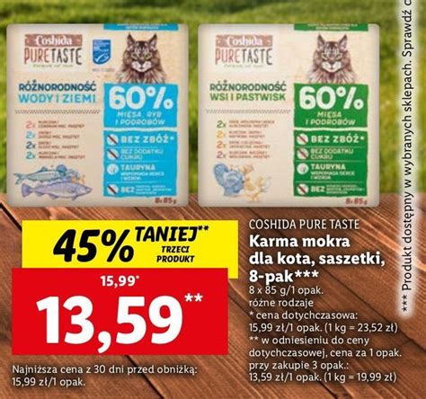 Promocja Karma Dla Kota R Norodno Wody I Ziemi Coshida Pure Taste W Lidl