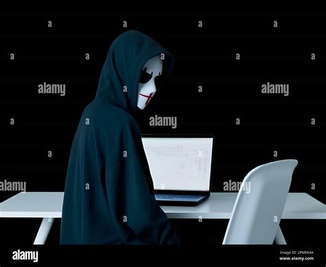 Anonymous Hacker Modernizado Con Portátil Concepto E Idea De Hacking