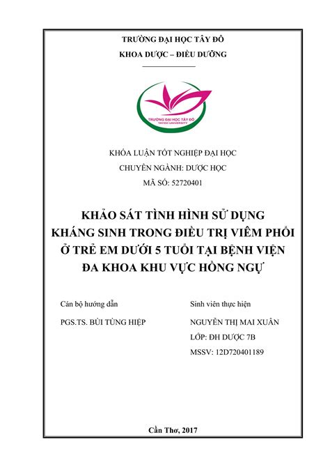 T I S D Ng Kh Ng Sinh Trong I U Tr B Nh Vi M Ph I Tr Em Pdf