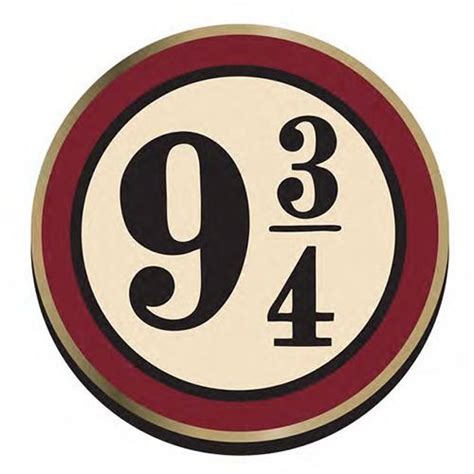 A Red And White Sign With The Number Nine In It S Center Reads 9 3 4