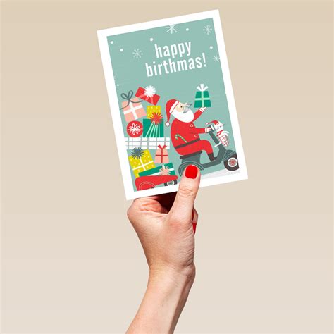 Personalised Celebrate Birthmas Santa Birthday Card Hallmark