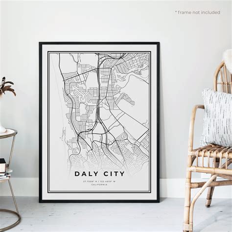 Daly City Map Print Daly City Street Map Poster California | Etsy