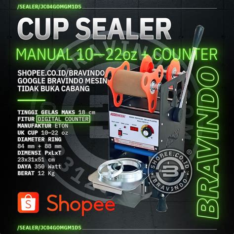 Jual Manual Cup Sealer Eton Hitam Digital Counter Gomesin Gelas 22 Oz