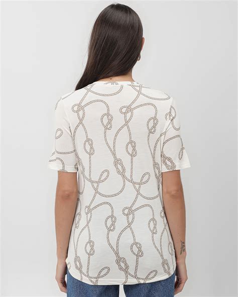 Riachuelo Camiseta Feminina Ampla Cora Cordas Entrela Adas Off White