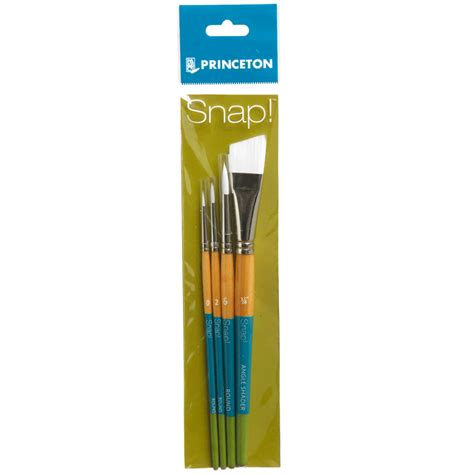 Set Pinceles Princeton Snap Mango Corto 4 Unidades Sintético Blanco