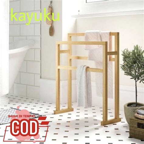 Jual Rak Handuk Aesthetic Rak Sejadah Murah Tempat Handuk Kayu