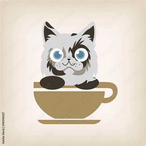 Cat coffee logo design. Vector illustration. Stock Vector | Adobe Stock