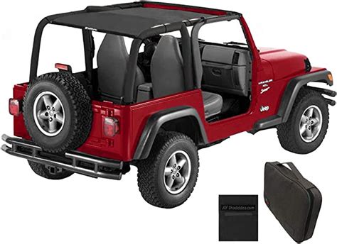 Shadeidea Sun Shade For Jeep Wrangler Tj 1997 2006 Sunshade Top Frontrear Black