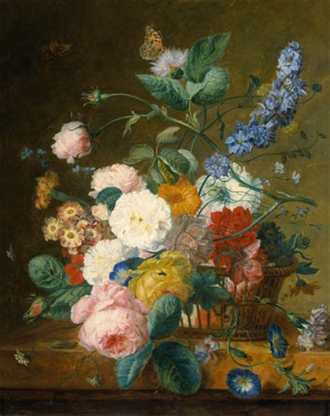 Still Life With Flowers In A Basket Jan Van Huysum