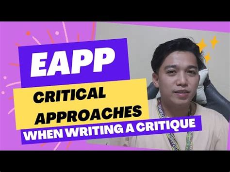 Eapp Using Critical Approaches In Writing A Critique Youtube