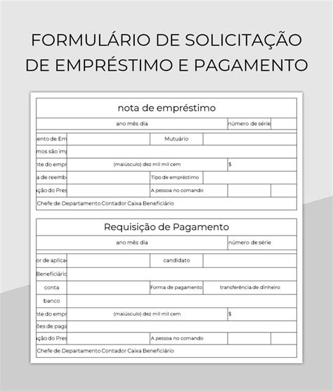 Planilhas Formulário De Solicitação De Empréstimo E Pagamento Excel E Edição On Line De