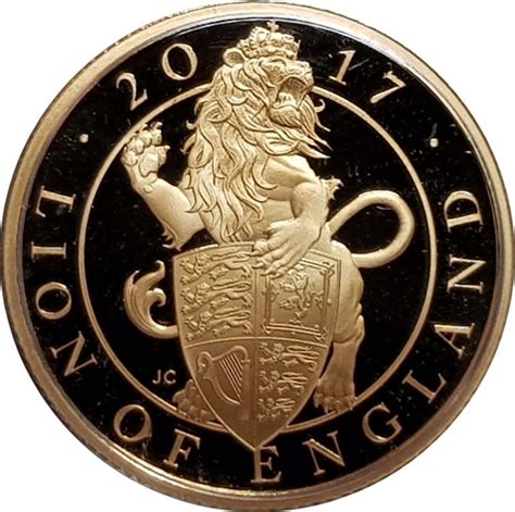 2017 Queens Beasts English Lion Gold Proof Quarter Ounce M J Hughes Coins