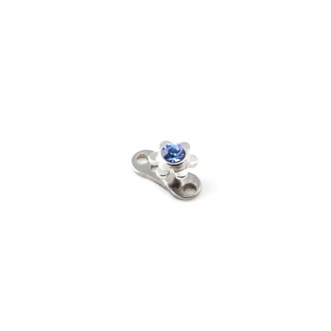 Fleur Strass Bleu Marine Pour Piercing Microdermal