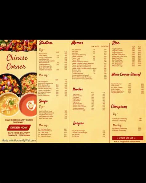 Menu Of Chinese Corner Jangpura New Delhi