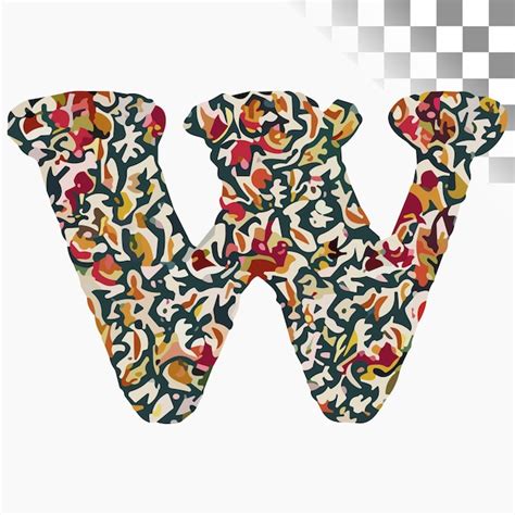 Premium Vector W Letter Design Stylish Font Floral Tapestry Alphabet