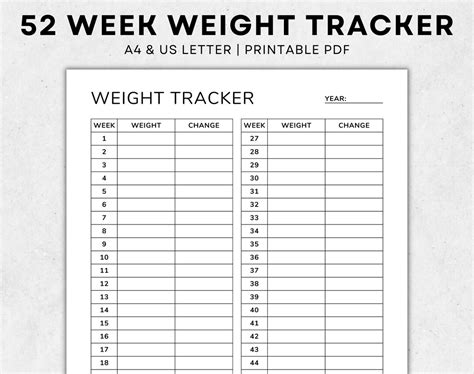 Weight Tracker Printable Weight Loss Tracker Weight Log Weight Loss