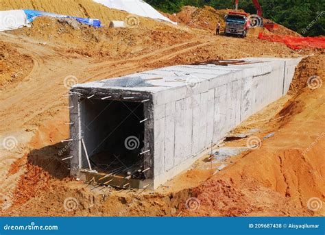 Underground Precast Concrete Box Culvert Drain Under Construction At