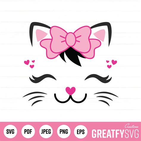 Cat Svg Cat Face Svg Kitty Svg Print Cat Cat Head Smiling Etsy