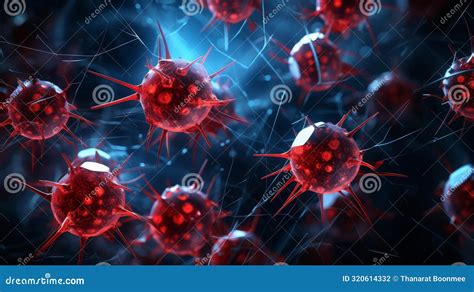 Detailed Illustration Of Rabies Virus Cells Portraying A Dangerous And