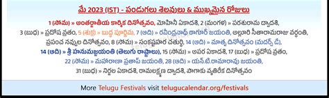 San Francisco Telugu Calendar 2023 May PDF Festivals