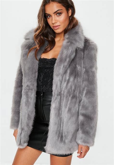 Grey Faux Fur Coat Missguided Womens Faux Fur Coat Grey Faux Fur