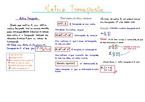 Matriz Transporta-Resumo-Propriedades-Exercício - Matrizes