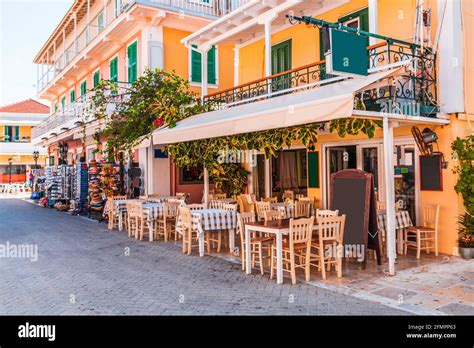 Lefkada Greece Greek Taverna In Lefkada City Old Town Stock Photo Alamy