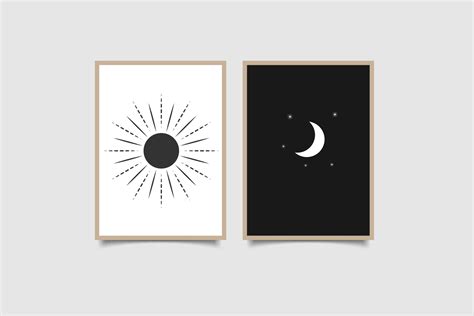 sun and moon wall art collection 3641183 Vector Art at Vecteezy