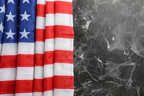 American Flag On Marble Background Top View Stock Image Image Of