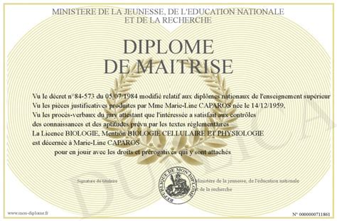 Diplome De Maitrise