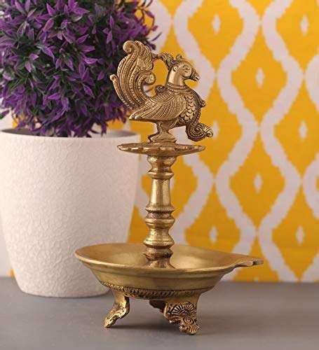 GOLDGIFTIDEAS Brass Tulsi Plant Diya Oil Lamp For Pooja