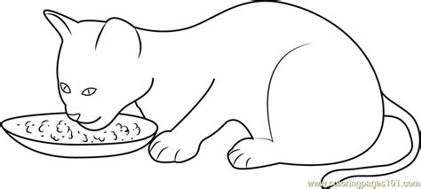 Kitten Eating her Food Coloring Page for Kids - Free Cat Printable ...