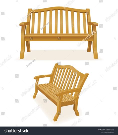 Wooden Garden Park Bench Vector Illustration Stock Vector Royalty Free 2188250171 Shutterstock