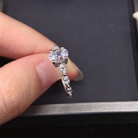 Engravable Oval Cut Ct Solitaire With Side Accent Cz Promise Ring For