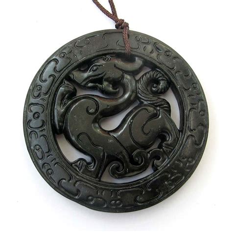 Jasper Stone Carved Dragon Pendant - Dragon Jewelry