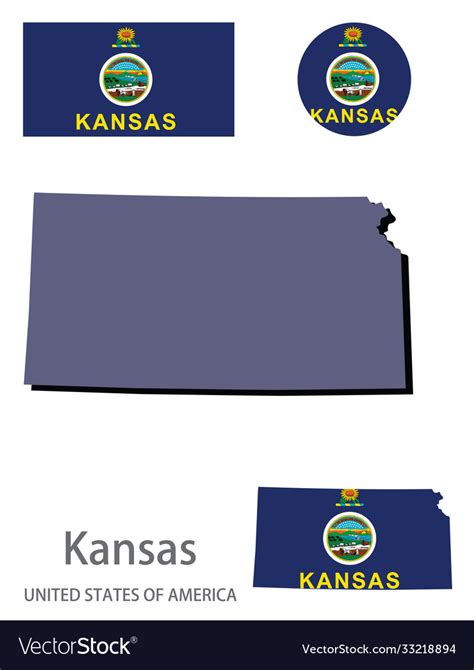 Flag and silhouette kansas Royalty Free Vector Image