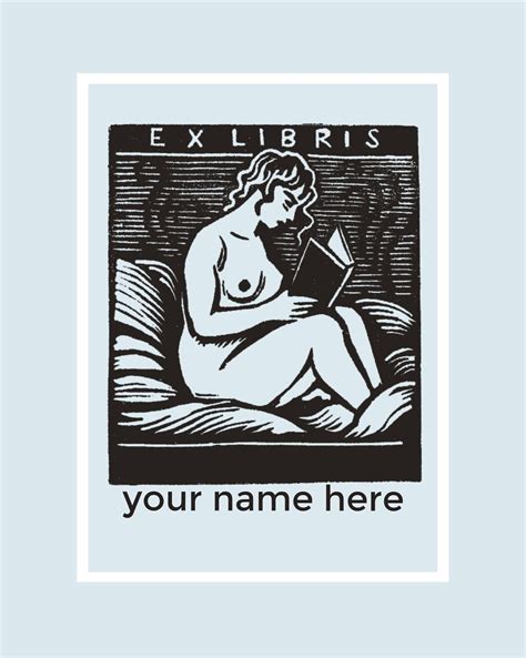 Reading Naked Lady Custom Ex Libris Stamp Vintage Custom Etsy